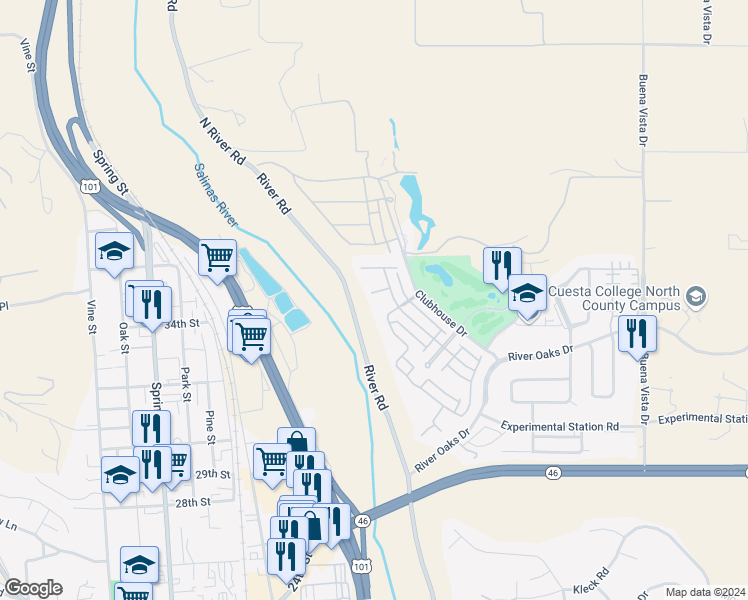 map of restaurants, bars, coffee shops, grocery stores, and more near 688 Ingalls Court in Paso Robles