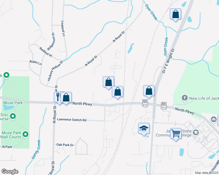 map of restaurants, bars, coffee shops, grocery stores, and more near 89 Conalco Drive in Jackson