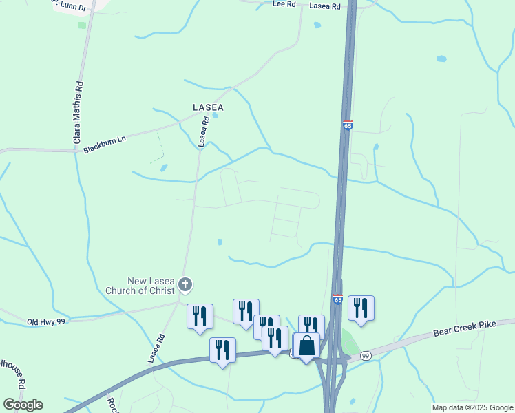 map of restaurants, bars, coffee shops, grocery stores, and more near 1628 Lasea Road in Spring Hill