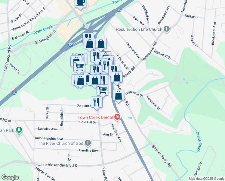 map of restaurants, bars, coffee shops, grocery stores, and more near U.S. Route 52 in Salisbury