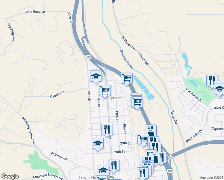 map of restaurants, bars, coffee shops, grocery stores, and more near 3440 Spring Street in Paso Robles