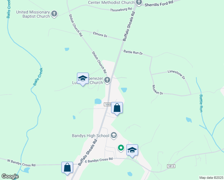map of restaurants, bars, coffee shops, grocery stores, and more near 1270 Buffalo Shoals Road in Catawba