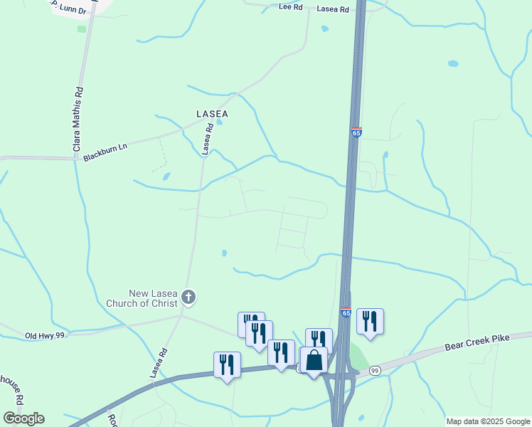 map of restaurants, bars, coffee shops, grocery stores, and more near 1628 Lasea Road in Spring Hill