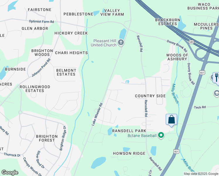 map of restaurants, bars, coffee shops, grocery stores, and more near Reelfoot Court in Wake County