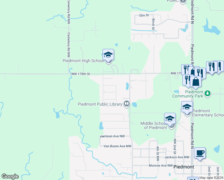 map of restaurants, bars, coffee shops, grocery stores, and more near 914 Buchanan Avenue Northwest in Piedmont