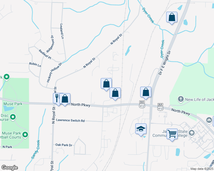 map of restaurants, bars, coffee shops, grocery stores, and more near 89 Conalco Drive in Jackson
