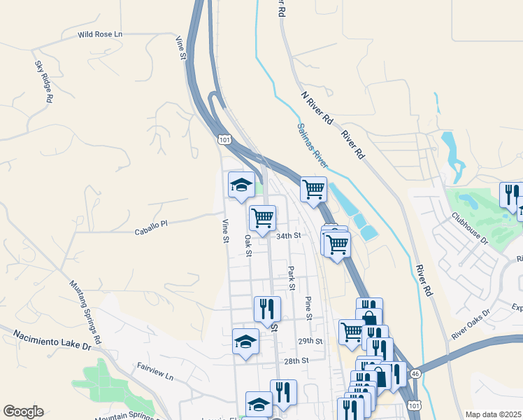 map of restaurants, bars, coffee shops, grocery stores, and more near 3531 Spring Street in Paso Robles