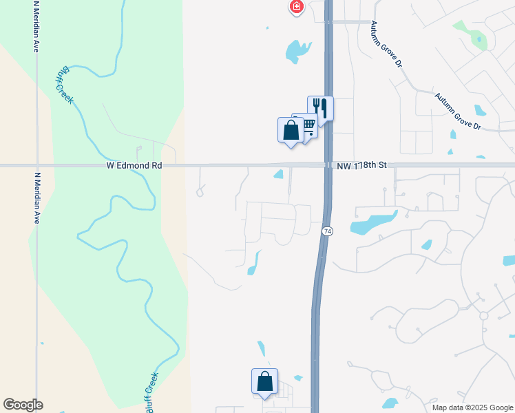 map of restaurants, bars, coffee shops, grocery stores, and more near 3923-3949 Northwest 178th Street in Edmond