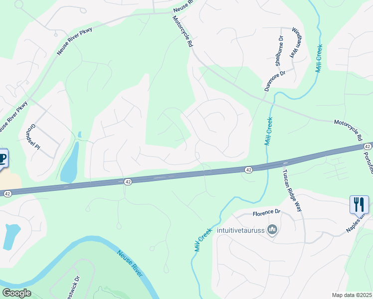 map of restaurants, bars, coffee shops, grocery stores, and more near 263 Albereto Drive in Clayton