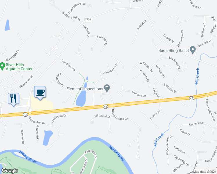 map of restaurants, bars, coffee shops, grocery stores, and more near 157 Brookhaven Drive in Clayton