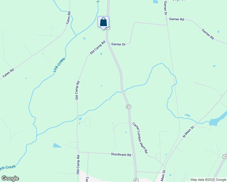 map of restaurants, bars, coffee shops, grocery stores, and more near North Carolina 47 in Denton