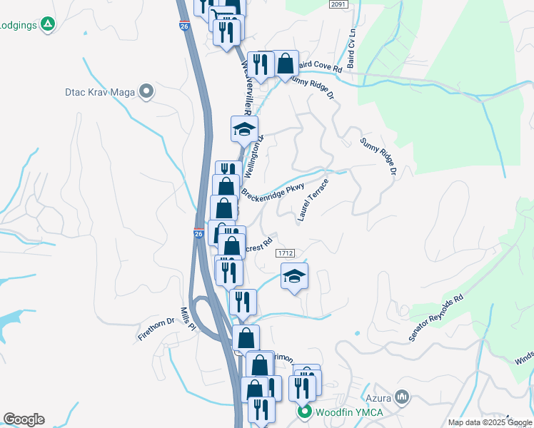 map of restaurants, bars, coffee shops, grocery stores, and more near 31 Clifton Place in Asheville