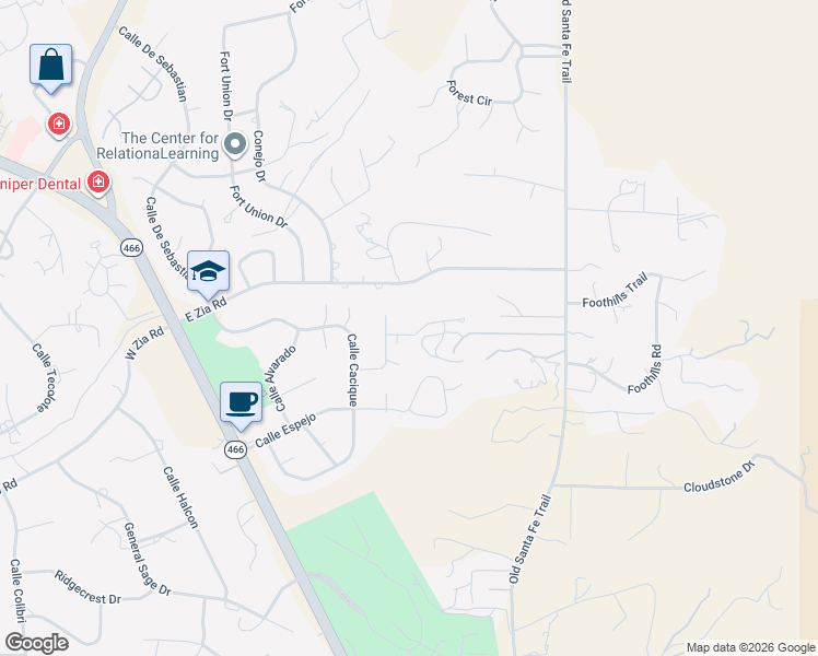 map of restaurants, bars, coffee shops, grocery stores, and more near 611 Caminito Del Sol in Santa Fe