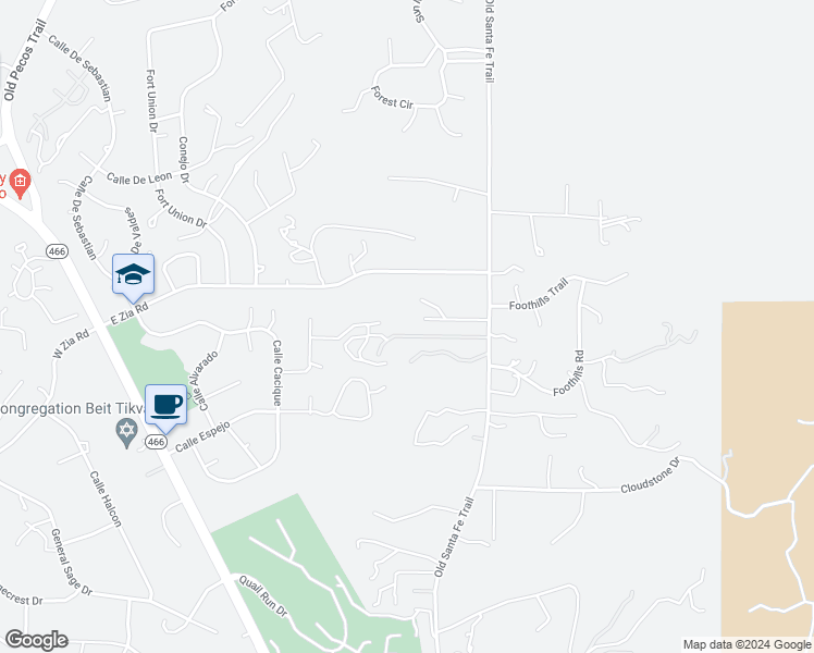 map of restaurants, bars, coffee shops, grocery stores, and more near 800 Viejo Rastro in Santa Fe
