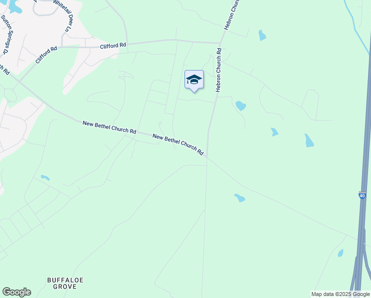 map of restaurants, bars, coffee shops, grocery stores, and more near 1919 New Bethel Church Road in Garner