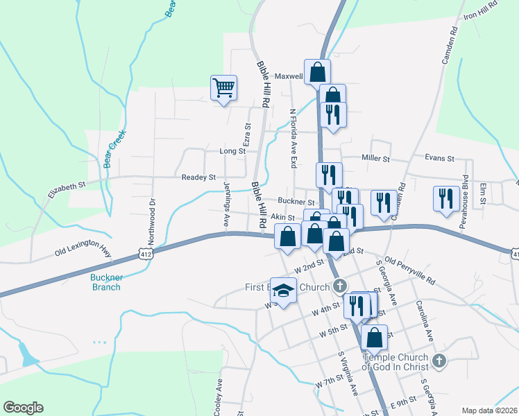map of restaurants, bars, coffee shops, grocery stores, and more near 151 Bible Hill Road in Parsons