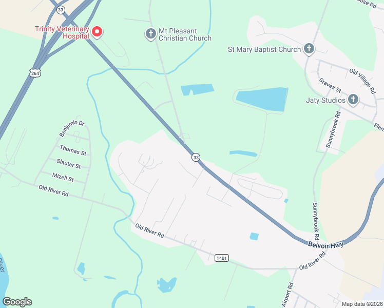 map of restaurants, bars, coffee shops, grocery stores, and more near 1938 Belvoir Highway in Greenville