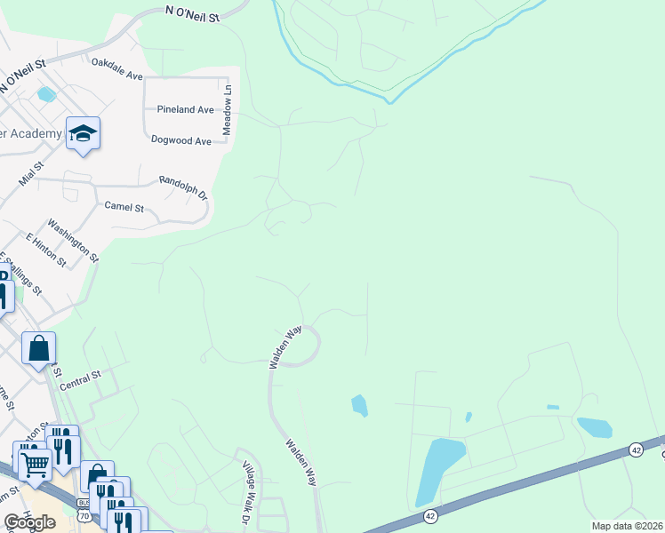 map of restaurants, bars, coffee shops, grocery stores, and more near 2009 Raccoon Run in Clayton
