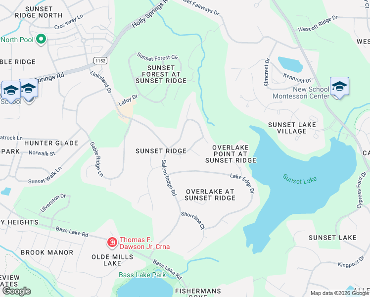 map of restaurants, bars, coffee shops, grocery stores, and more near 5229 Linksland Drive in Holly Springs