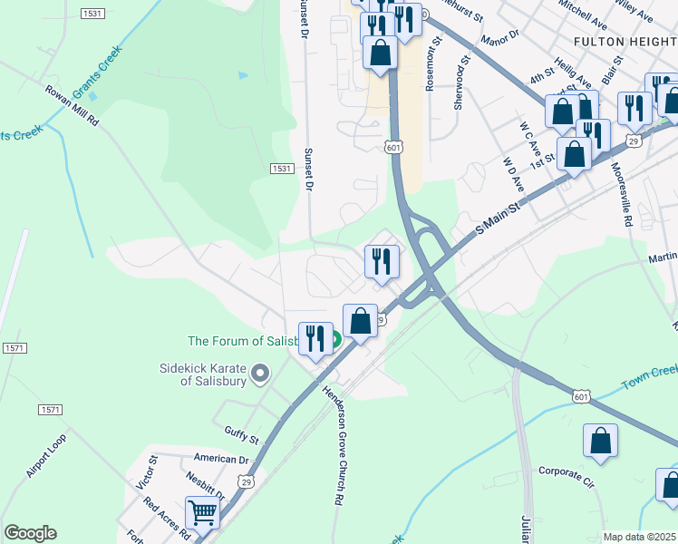 map of restaurants, bars, coffee shops, grocery stores, and more near in Salisbury