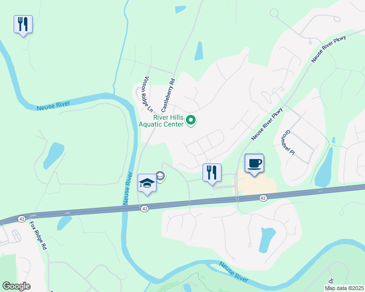 map of restaurants, bars, coffee shops, grocery stores, and more near 257 West Porthaven Way in Clayton