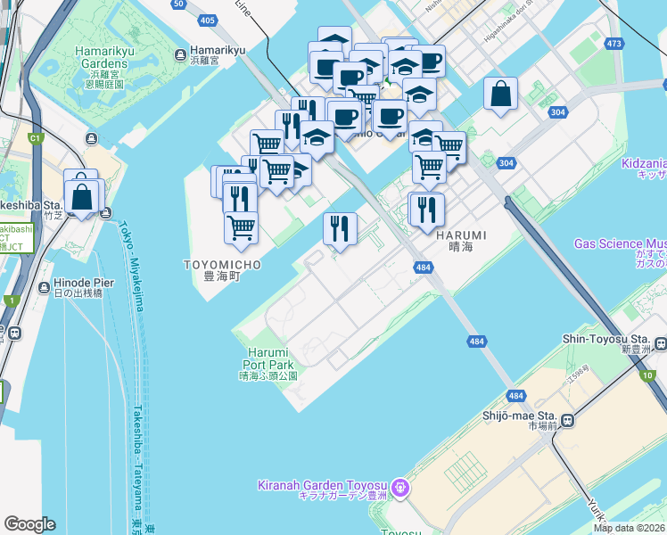 map of restaurants, bars, coffee shops, grocery stores, and more near in Chuo City