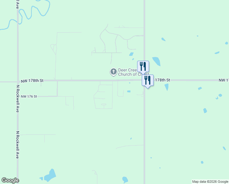 map of restaurants, bars, coffee shops, grocery stores, and more near 6104 Northwest 178th Street in Edmond