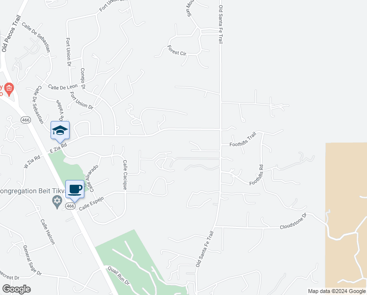 map of restaurants, bars, coffee shops, grocery stores, and more near 801 Viejo Rastro in Santa Fe