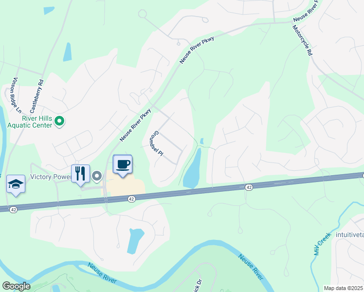 map of restaurants, bars, coffee shops, grocery stores, and more near 133 Mayflower Way in Clayton