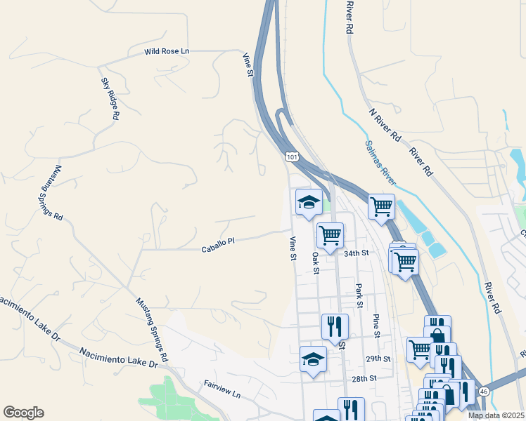 map of restaurants, bars, coffee shops, grocery stores, and more near 436 Calle Alto Street in Paso Robles