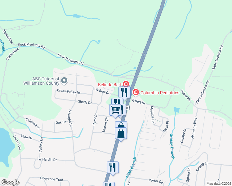 map of restaurants, bars, coffee shops, grocery stores, and more near 113 Kathryn Court in Columbia