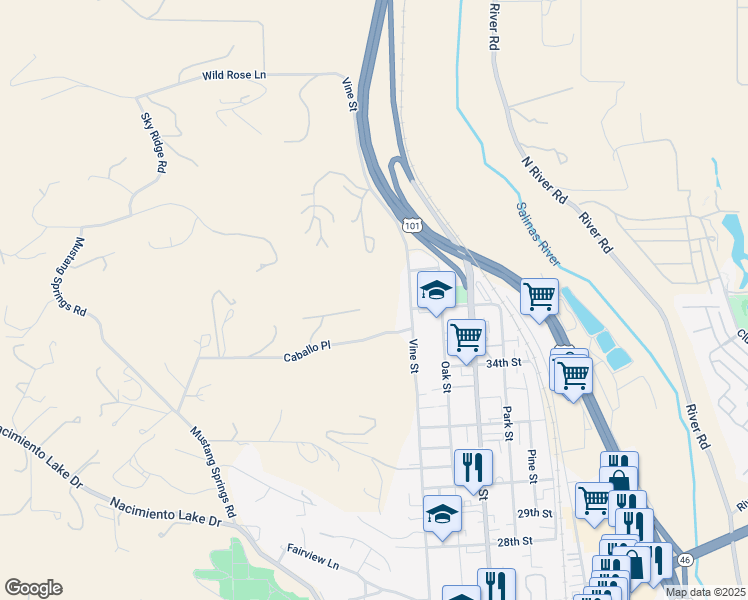 map of restaurants, bars, coffee shops, grocery stores, and more near 436 Calle Alto Street in Paso Robles