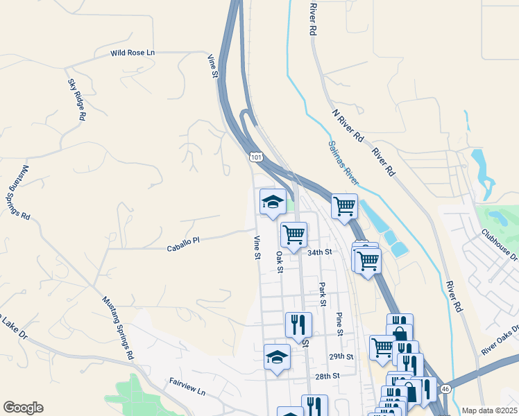 map of restaurants, bars, coffee shops, grocery stores, and more near 540 Sims Avenue in Paso Robles