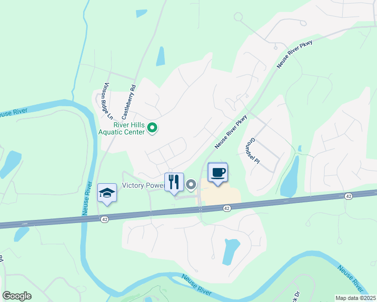 map of restaurants, bars, coffee shops, grocery stores, and more near 116 East Porthaven Way in Clayton