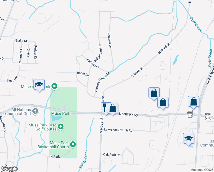 map of restaurants, bars, coffee shops, grocery stores, and more near 1831 North Royal Street in Jackson
