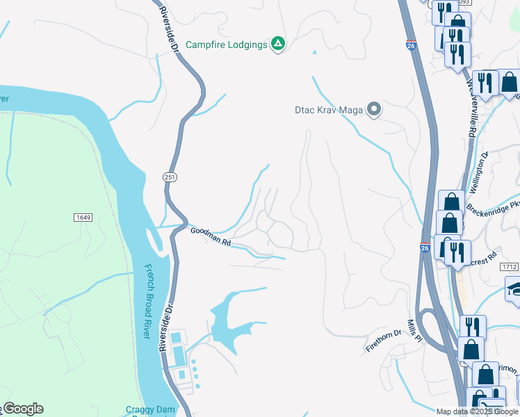 map of restaurants, bars, coffee shops, grocery stores, and more near 3 Rod Drive in Leicester