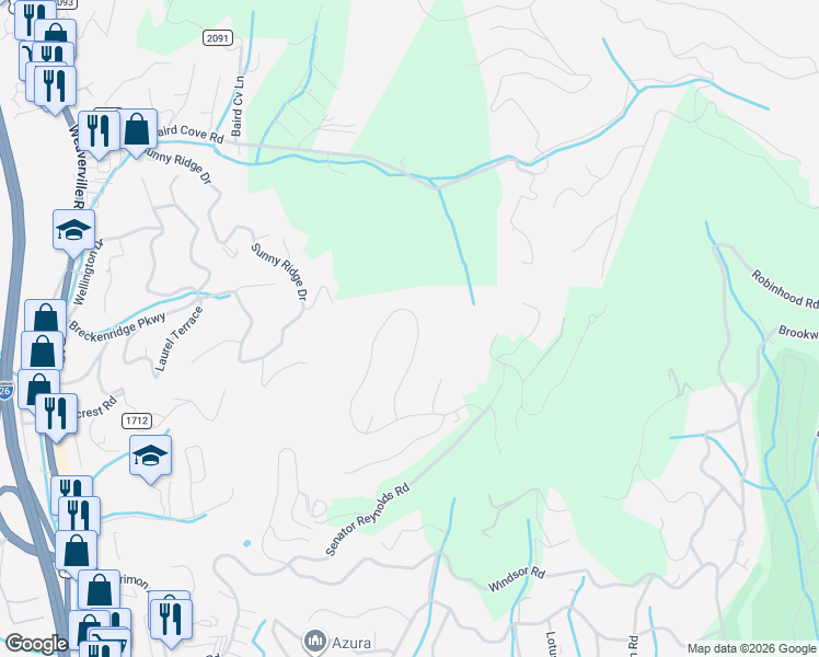 map of restaurants, bars, coffee shops, grocery stores, and more near 115 Summit Tower Circle in Asheville