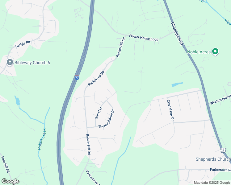 map of restaurants, bars, coffee shops, grocery stores, and more near Sorrel Lane in Troutman