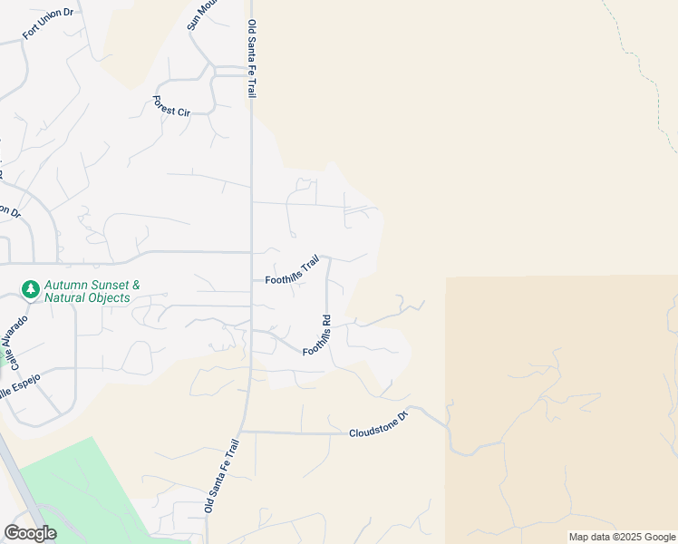 map of restaurants, bars, coffee shops, grocery stores, and more near 2101 Foothills Road in Santa Fe