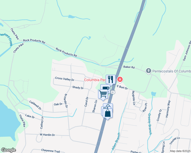 map of restaurants, bars, coffee shops, grocery stores, and more near 401 Carol Drive in Columbia