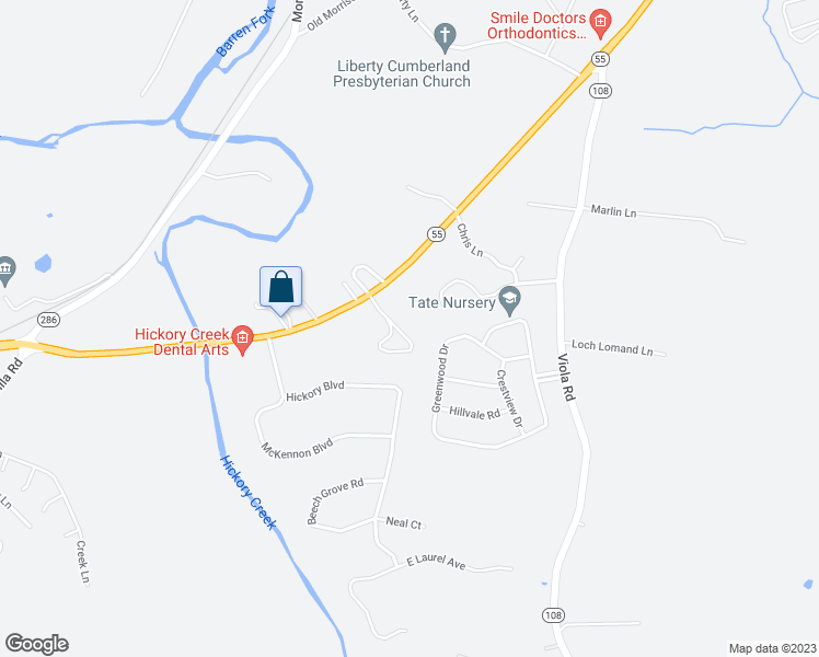 map of restaurants, bars, coffee shops, grocery stores, and more near 113 Hickory Court in McMinnville