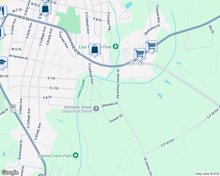 map of restaurants, bars, coffee shops, grocery stores, and more near 601 Overlook Drive in Newton