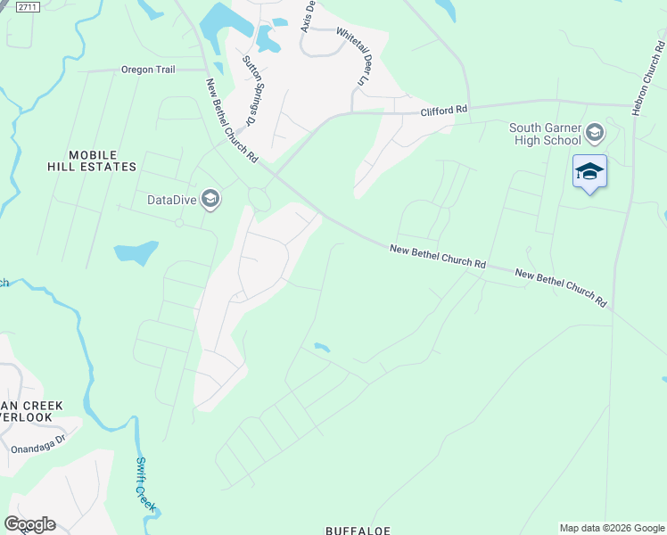 map of restaurants, bars, coffee shops, grocery stores, and more near 177 Karlov Road in Garner