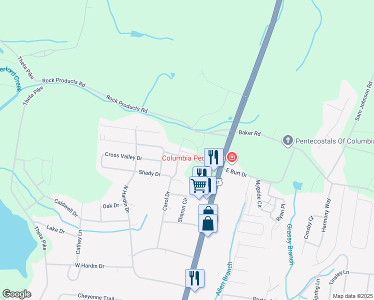 map of restaurants, bars, coffee shops, grocery stores, and more near 113 Kathryn Court in Columbia