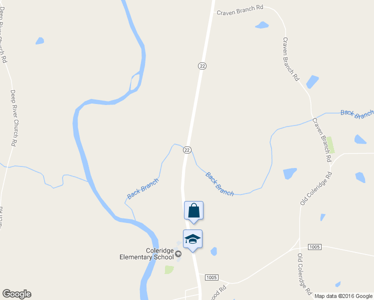 map of restaurants, bars, coffee shops, grocery stores, and more near North Carolina 22 in Ramseur