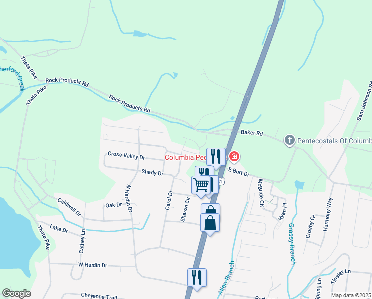 map of restaurants, bars, coffee shops, grocery stores, and more near 401 Carol Drive in Columbia