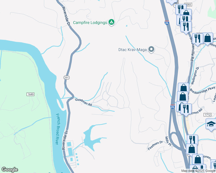 map of restaurants, bars, coffee shops, grocery stores, and more near 3 Rod Drive in Leicester