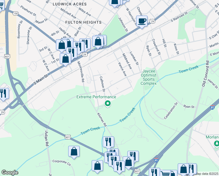 map of restaurants, bars, coffee shops, grocery stores, and more near 1415 Martin Luther King Junior Avenue South in Salisbury