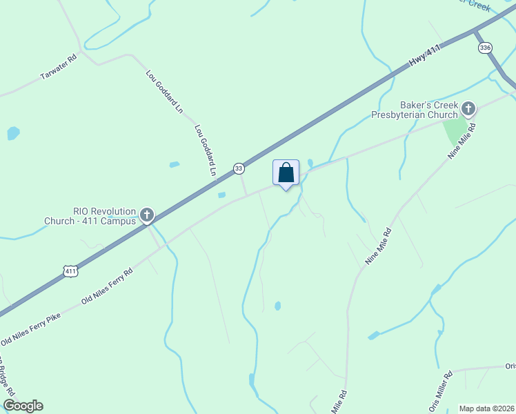 map of restaurants, bars, coffee shops, grocery stores, and more near 5832 Old Niles Ferry Pike in Greenback