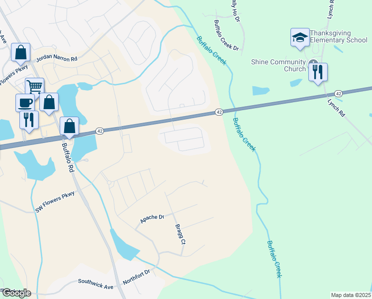 map of restaurants, bars, coffee shops, grocery stores, and more near in Clayton